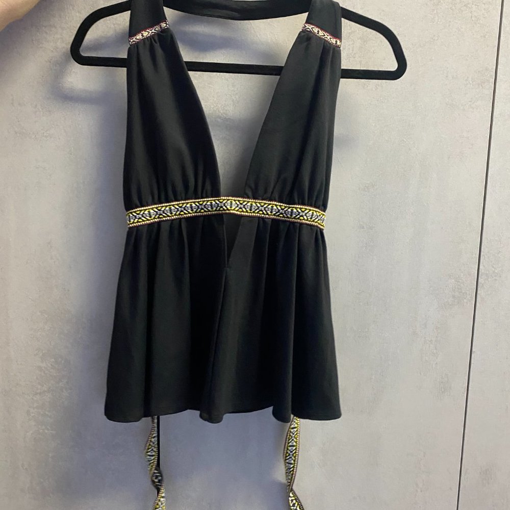Black Halter top with tie